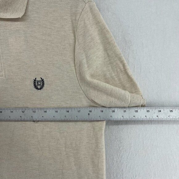 Chaps Ralph Lauren Polo Shirt Men's Sz S Oatmeal Cream High Low Hem Short Sleeve - Picture 3 of 13